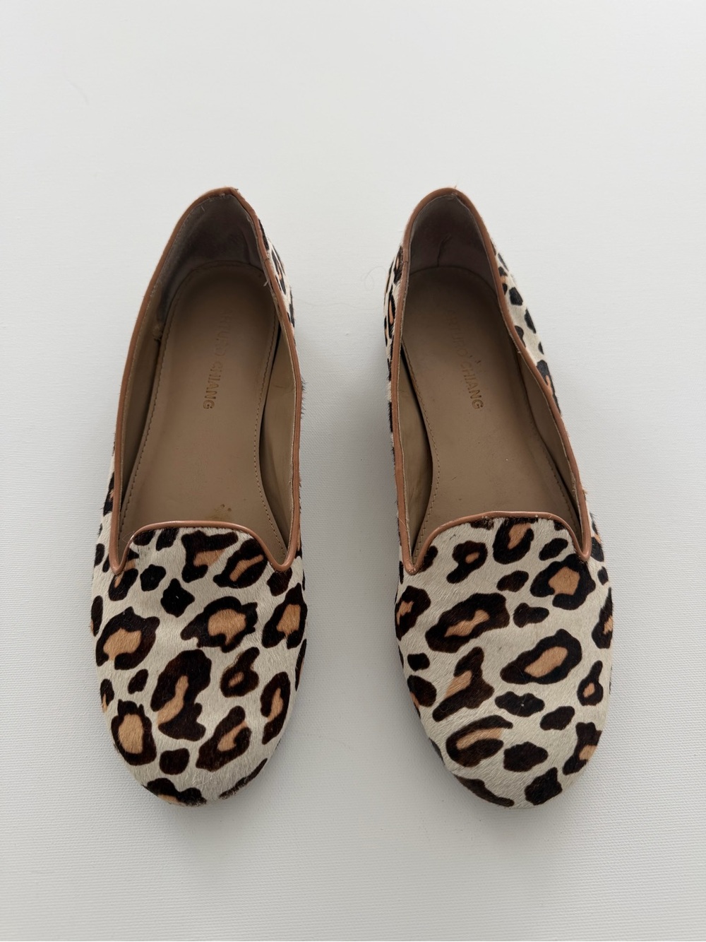 Leopard Print Slip-On Loafers in Brown